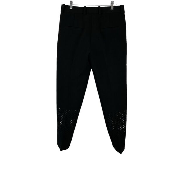 3.1 PHILLIP LIM Pants Women Size 4 Black Perforated Leg Pleated Tuxedo Trouser - Picture 2 of 10